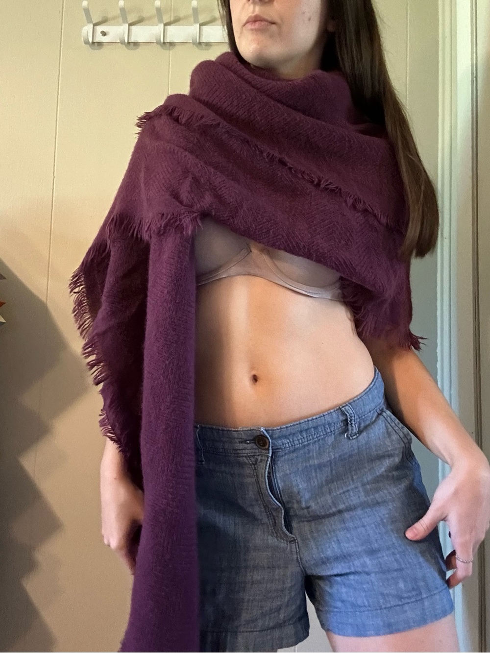 Plum Fringe Wrap Scarf - Women Accessories